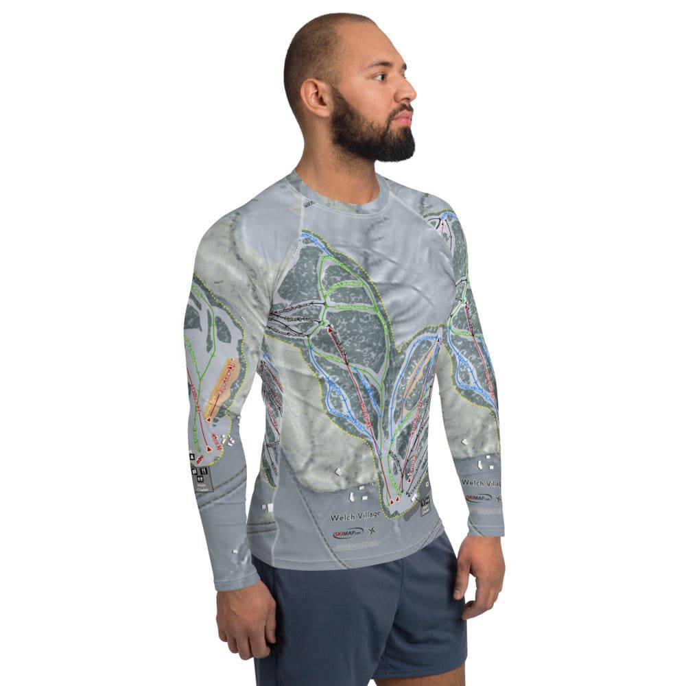 Welch Village, Minnesota Ski Trail Map Men's Base Layer Top - Powderaddicts