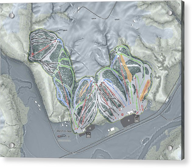 Welch Village Ski Trail Map - Acrylic Print - Powderaddicts