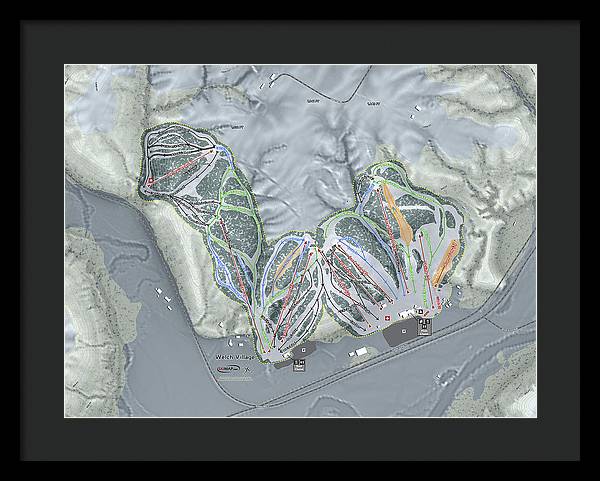 Welch Village Ski Trail Map - Framed Print - Powderaddicts