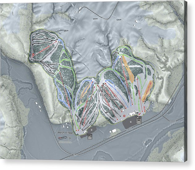 Welch Village Ski Trail Map - Acrylic Print - Powderaddicts