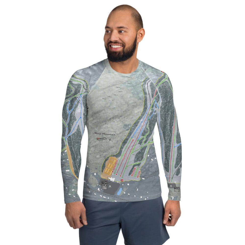 West Mountain, New York Ski Trail Map Men's Base Layer Top