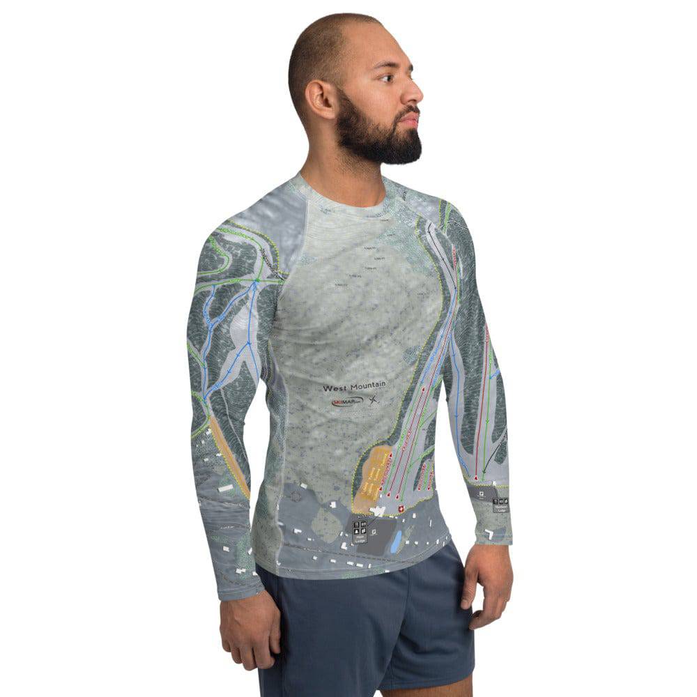 West Mountain, New York Ski Trail Map Men's Base Layer Top - Powderaddicts