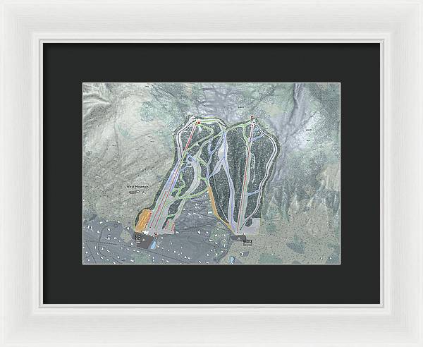 West Mountain Ski Trail Map - Framed Print - Powderaddicts