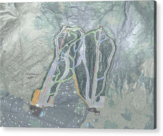 West Mountain Ski Trail Map - Acrylic Print - Powderaddicts