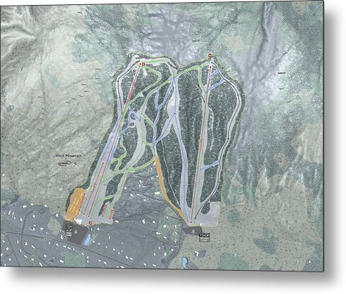 West Mountain Ski Trail Map - Metal Print - Powderaddicts
