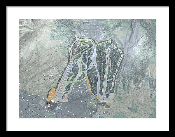 West Mountain Ski Trail Map - Framed Print - Powderaddicts