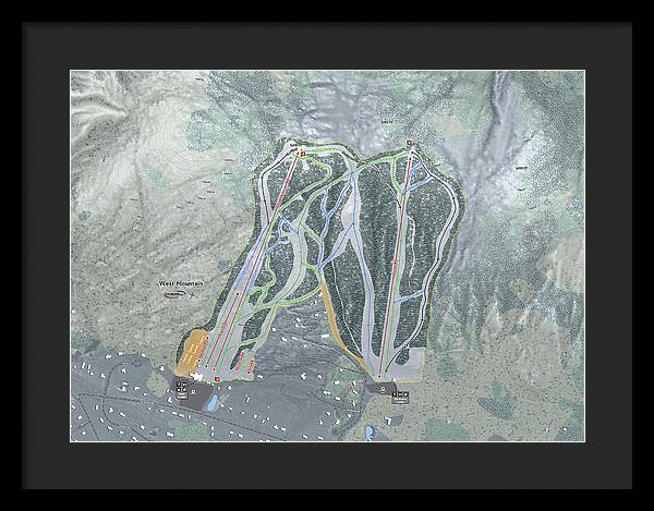 West Mountain Ski Trail Map - Framed Print - Powderaddicts