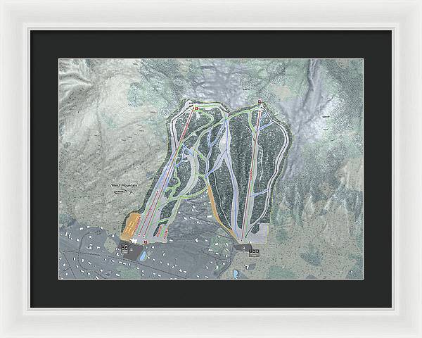 West Mountain Ski Trail Map - Framed Print - Powderaddicts