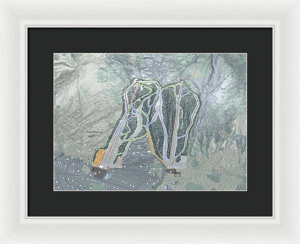 West Mountain Ski Trail Map - Framed Print - Powderaddicts