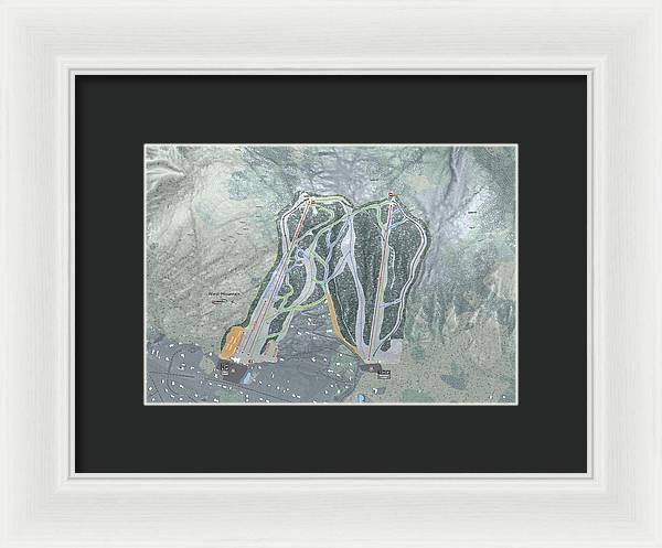 West Mountain Ski Trail Map - Framed Print - Powderaddicts
