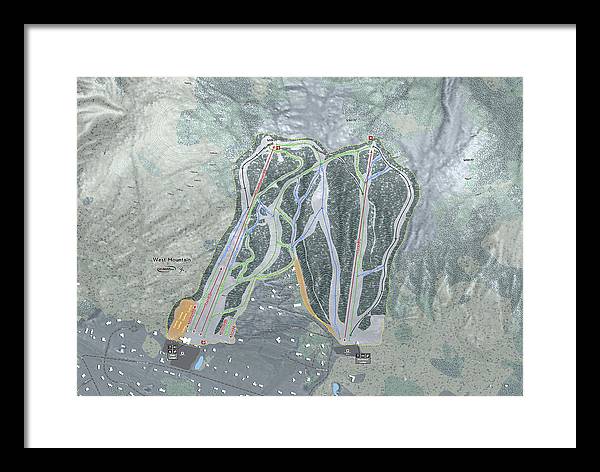West Mountain Ski Trail Map - Framed Print - Powderaddicts