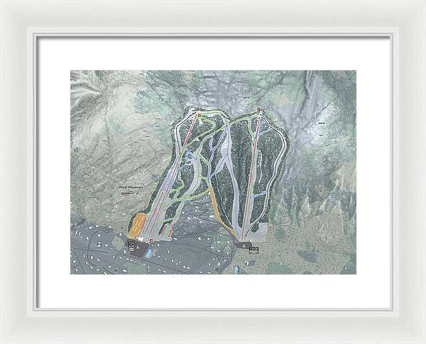 West Mountain Ski Trail Map - Framed Print - Powderaddicts