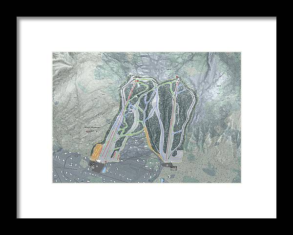 West Mountain Ski Trail Map - Framed Print - Powderaddicts