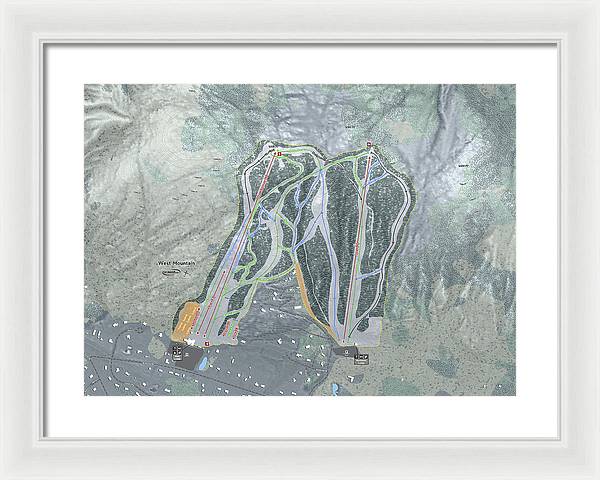 West Mountain Ski Trail Map - Framed Print - Powderaddicts
