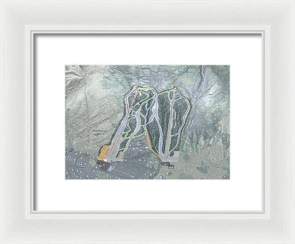 West Mountain Ski Trail Map - Framed Print - Powderaddicts
