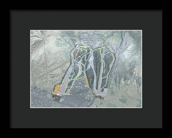 West Mountain Ski Trail Map - Framed Print - Powderaddicts