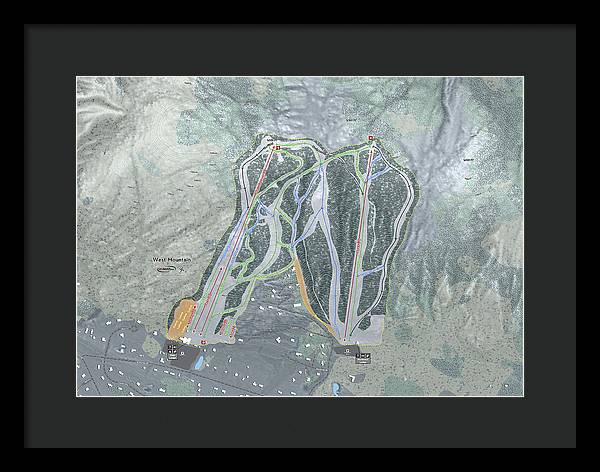 West Mountain Ski Trail Map - Framed Print - Powderaddicts