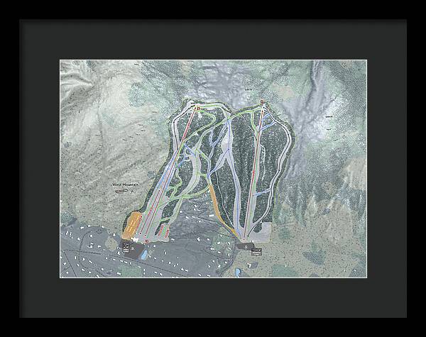 West Mountain Ski Trail Map - Framed Print - Powderaddicts