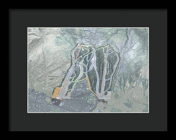 West Mountain Ski Trail Map - Framed Print - Powderaddicts
