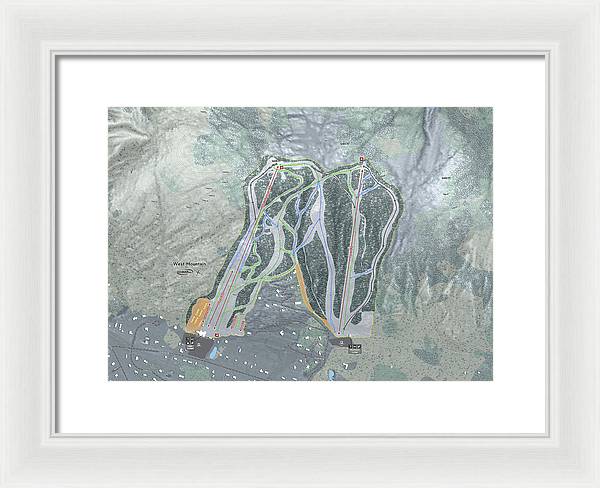 West Mountain Ski Trail Map - Framed Print - Powderaddicts