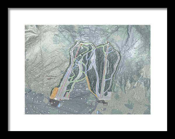 West Mountain Ski Trail Map - Framed Print - Powderaddicts