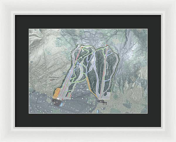 West Mountain Ski Trail Map - Framed Print - Powderaddicts