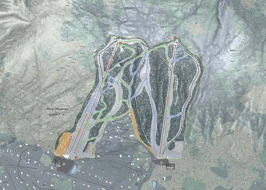 West Mountain Ski Trail Map - Art Print - Powderaddicts