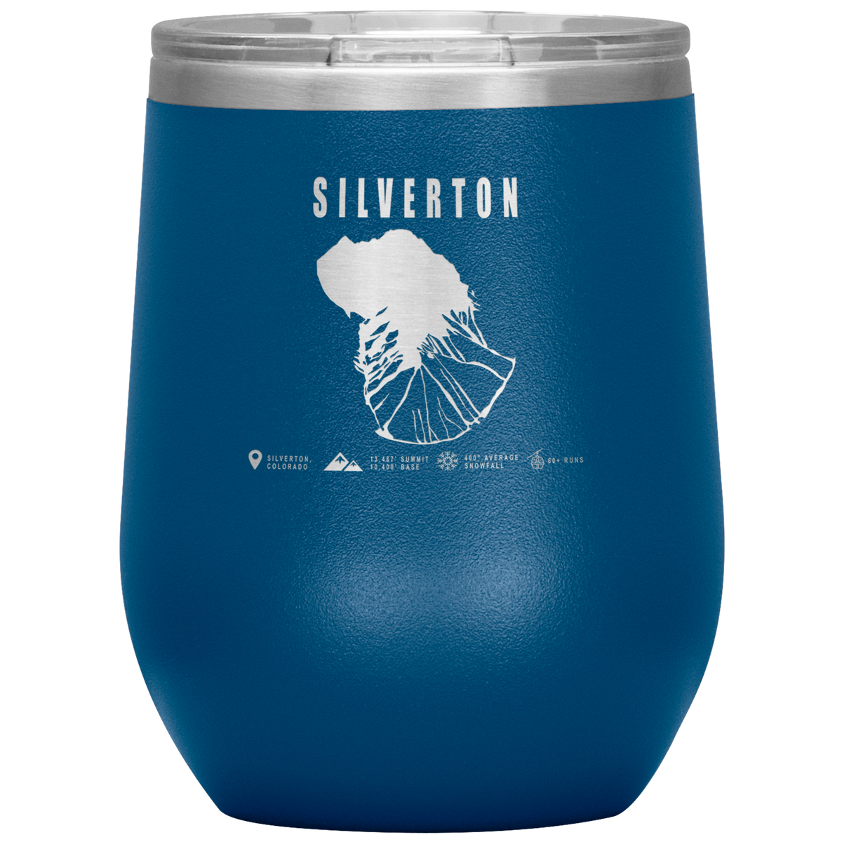 Silverton Colorado Ski Trail Map Wine 12oz Tumbler - Powderaddicts