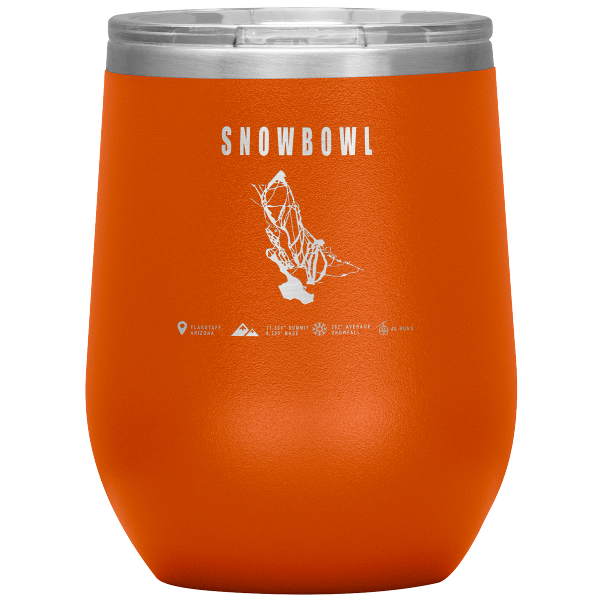 Snowbowl, Arizona Ski Trail Map Wine 12oz Tumbler - Powderaddicts