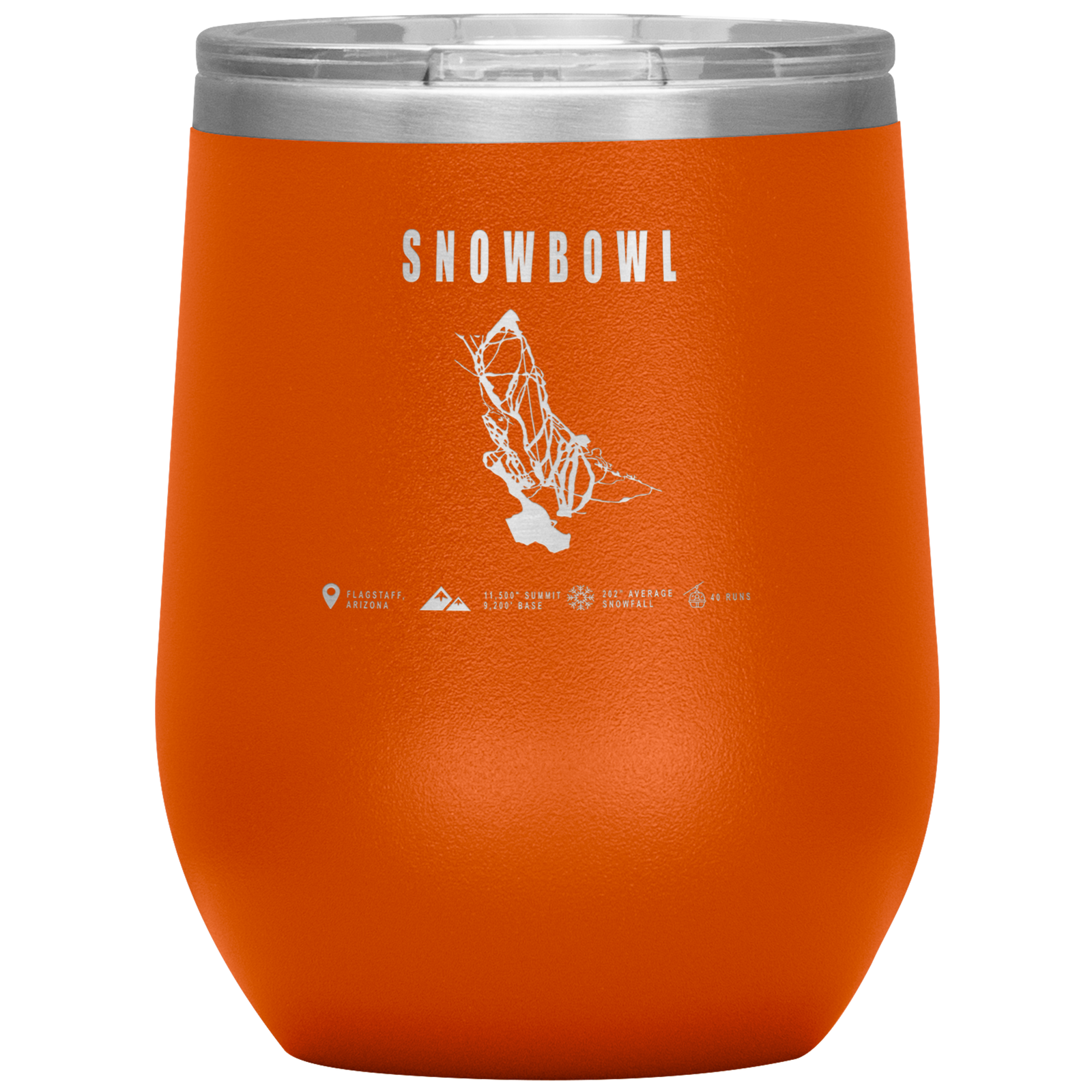 Snowbowl, Arizona Ski Trail Map Wine 12oz Tumbler - Powderaddicts