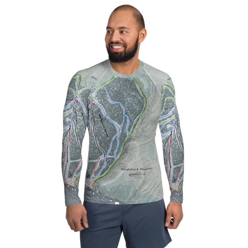 Whaleback Mountain, New Hampshire Ski Trail Map Men's Base Layer Top - Powderaddicts