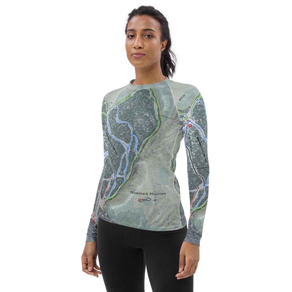 Whaleback Mountain, New Hampshire Ski Trail Map Women&#39;s Base Layer Top - Powderaddicts