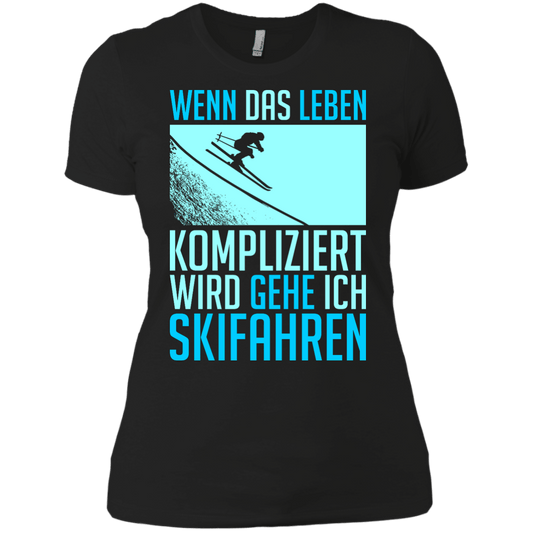 When Life Gets Complicated I Ski - German Ladies Tees - Powderaddicts