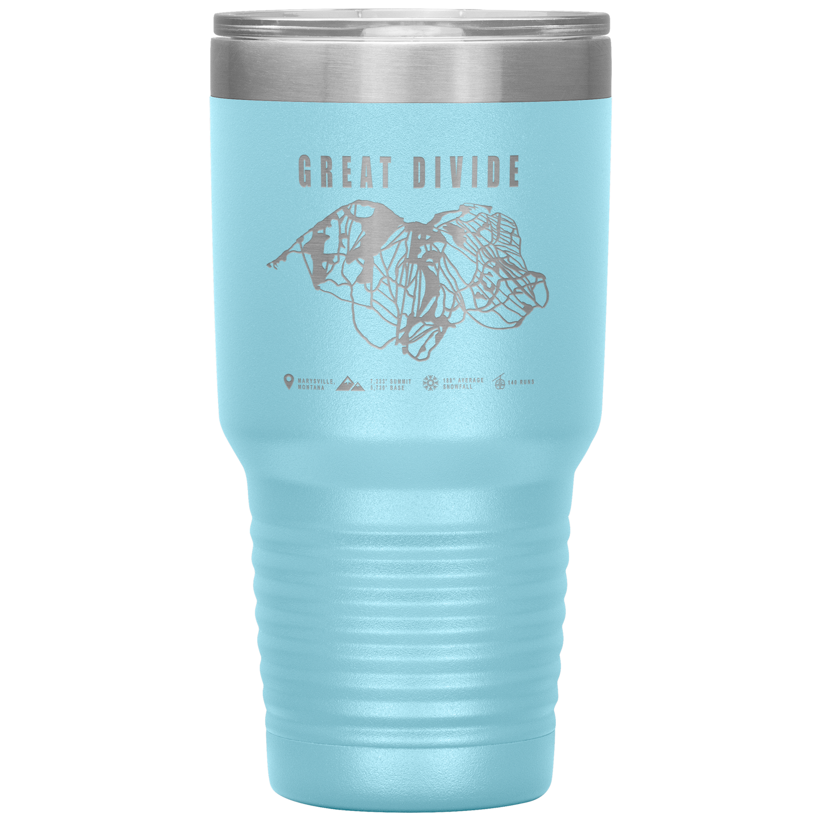 Great Divide Montana Ski Trail Map 30oz Tumbler - Powderaddicts