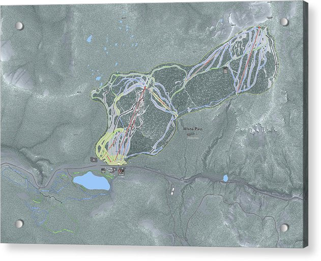 White Pass Ski Trail Map - Acrylic Print - Powderaddicts