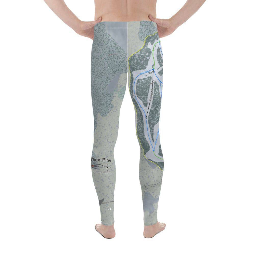 White Pine, Wyoming Ski Trail Map Men's Base Layer Bottom - Powderaddicts