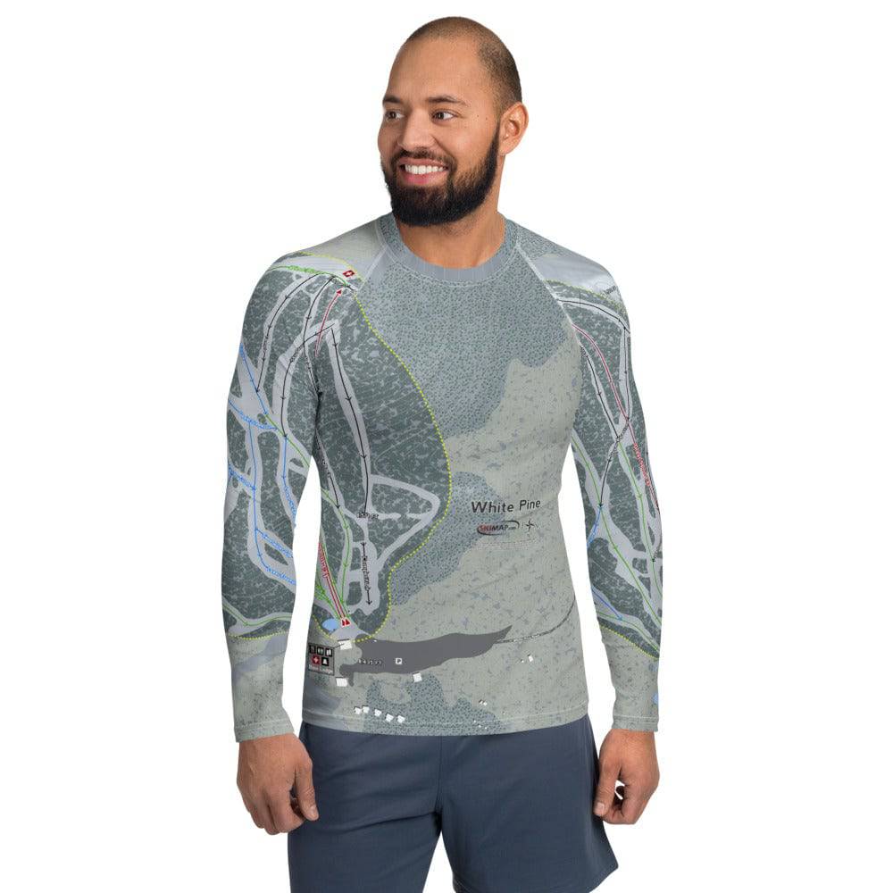 White Pine, Wyoming Ski Trail Map Men's Base Layer Top - Powderaddicts