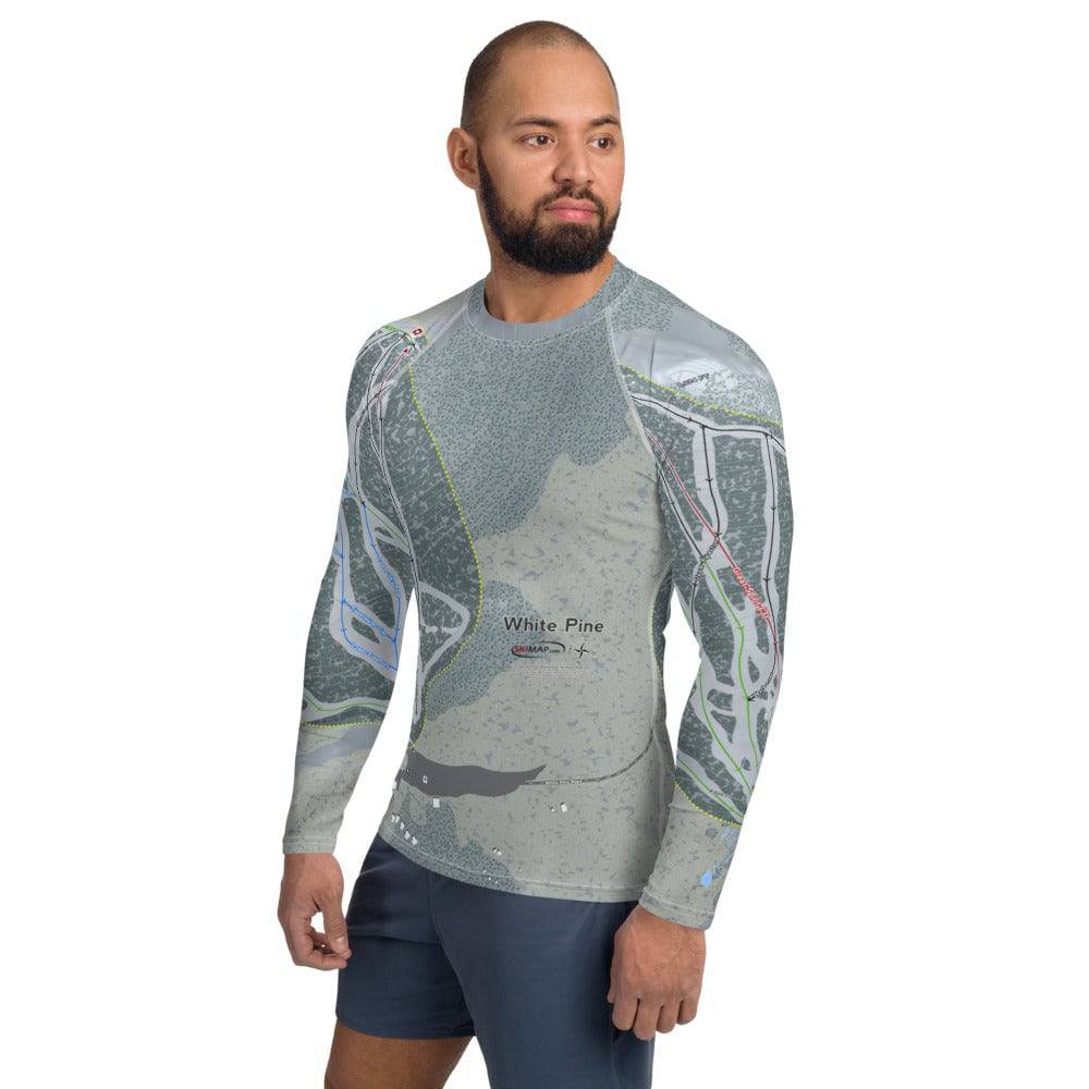 White Pine, Wyoming Ski Trail Map Men's Base Layer Top - Powderaddicts