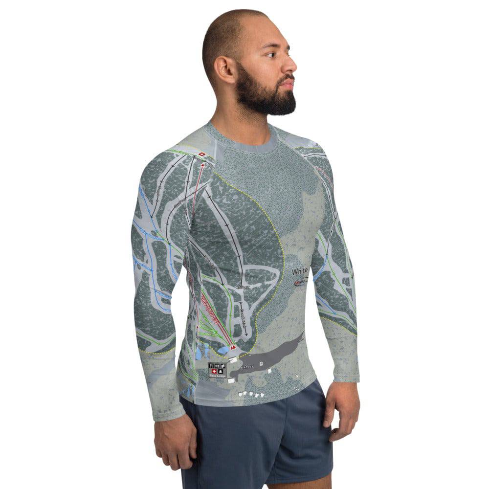 White Pine, Wyoming Ski Trail Map Men's Base Layer Top - Powderaddicts