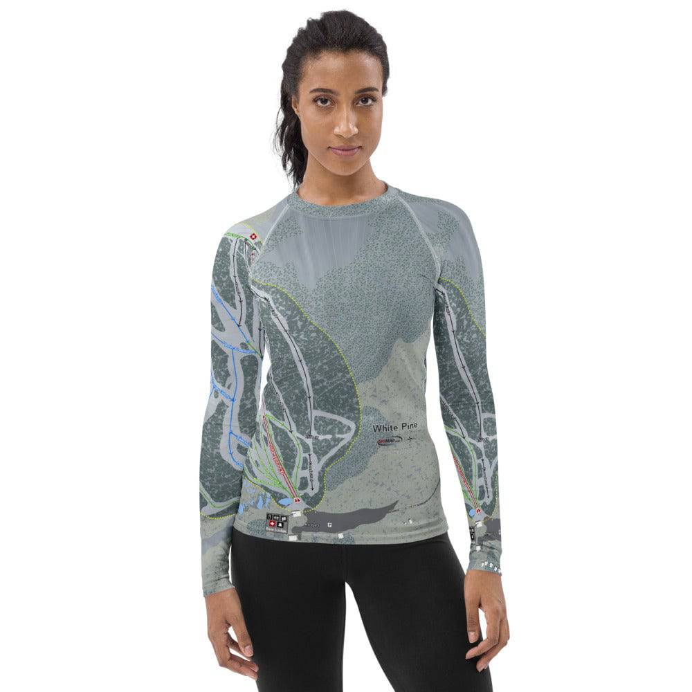 White Pine, Wyoming Ski Trail Map Women's Base Layer Top