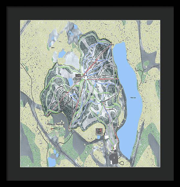 Whitecap Mountains Ski Trail Map - Framed Print - Powderaddicts