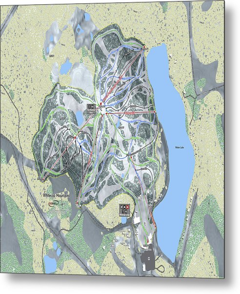Whitecap Mountains Ski Trail Map - Metal Print - Powderaddicts