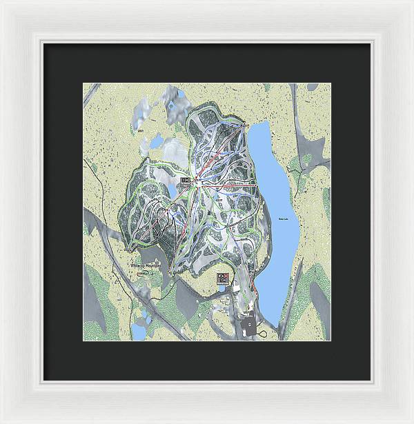 Whitecap Mountains Ski Trail Map - Framed Print - Powderaddicts
