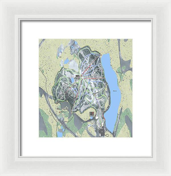 Whitecap Mountains Ski Trail Map - Framed Print - Powderaddicts