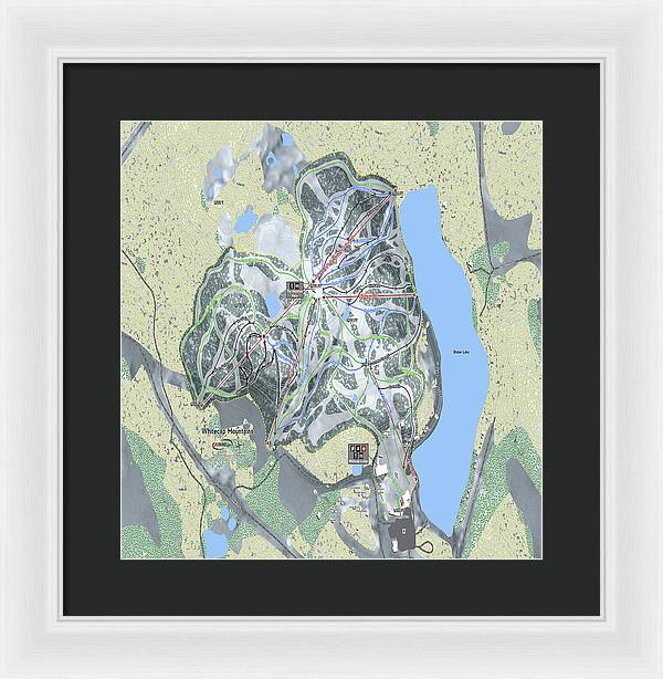 Whitecap Mountains Ski Trail Map - Framed Print - Powderaddicts
