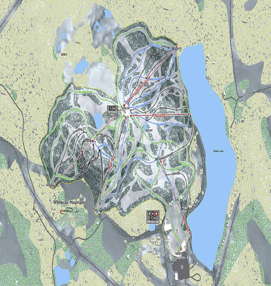 Whitecap Mountains Ski Trail Map - Art Print - Powderaddicts