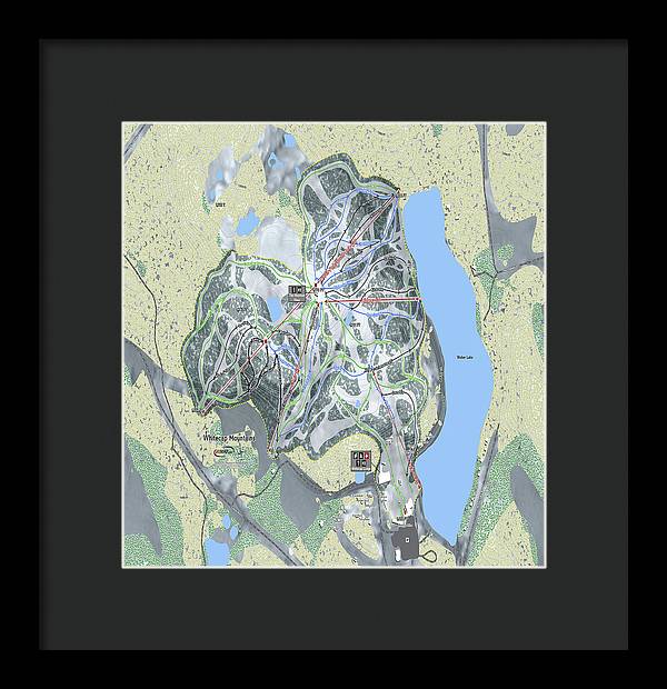 Whitecap Mountains Ski Trail Map - Framed Print - Powderaddicts