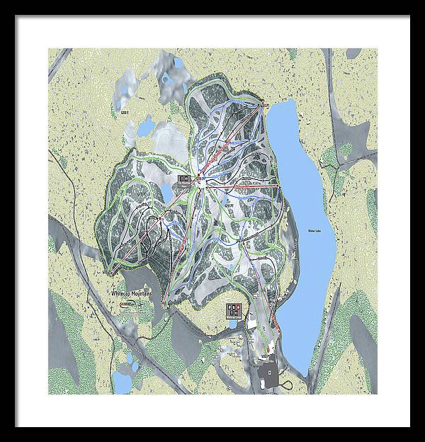 Whitecap Mountains Ski Trail Map - Framed Print - Powderaddicts