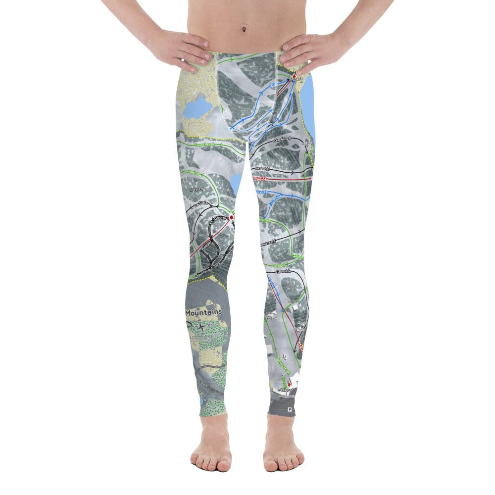Whitecap Mountains, Wisconsin Ski Trail Map Men's Base Layer Bottom - Powderaddicts