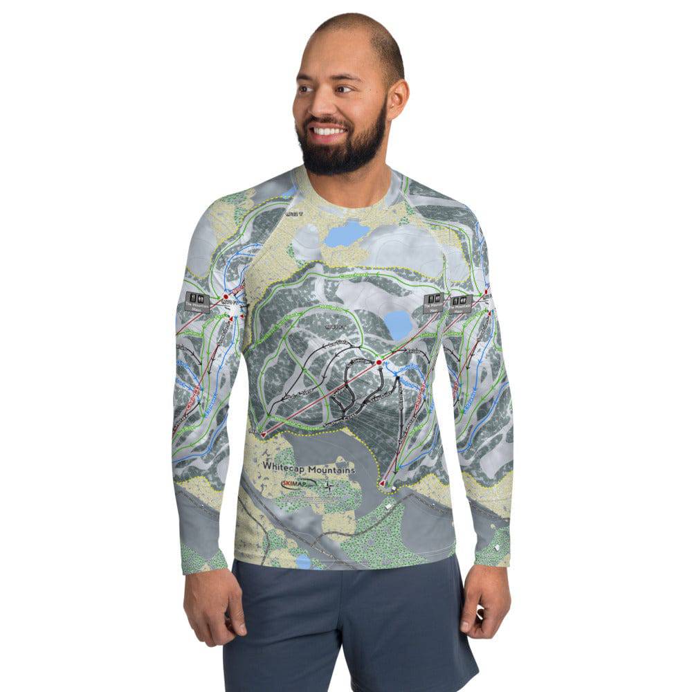 Whitecap Mountains, Wisconsin Ski Trail Map Men's Base Layer Top